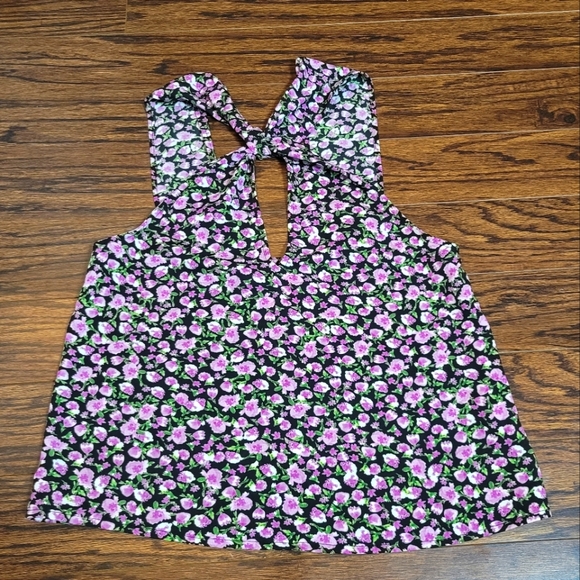 Zara NEW Purple Floral Pattern Sleeveless Causal Thick Straps Lightweight Top - Picture 2 of 16